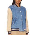 BLANK NYC  Varsity Jacket in Crash Course Womens Denim Jean Boyfriend Photo 2