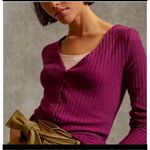 Maeve Anthropologie plum metallic cardigan Photo 0