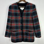Liz Claiborne Vintage 90s Blazer Womens 8P Tartan Plaid Black Dark Academia Preppy Cottage Photo 0
