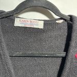 Karen Scott Vintage Black Knit Sweater Vest Embroidered Flowers Dark Cottage Core Boho 90s M Photo 2