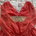 NWT Red Clover dark peach & gold sequin deep V Photo 11