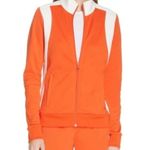 Tory Burch  Sport Orange and White Knit Track Jacket Size S Photo 0