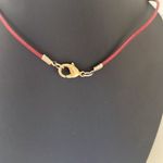 Silver Tone Necklace Burgundy Cord Photo 1