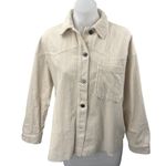 ZARA Cream Beige Corduroy Long Sleeve Button Down Pocket Shirt Jacket Top Sz XS Photo 0