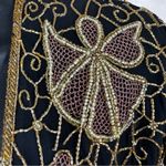 Papell Boutique Vintage  Jacket Womens M Silk Beaded Boxy Deadstock VTG Cropped Photo 4