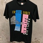 Six Flags Vintage 1980s  Coaster Force Travel Amusement Park Tee USA Made Small S Photo 0