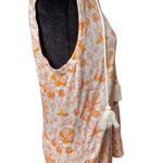 Lucky Brand  Orange Boho Hippie Eclectic Cottagecore Floral Leafy Linen Tank Top Photo 2