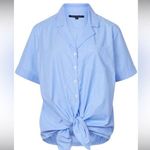 French Connection  striped button up short sleeve bow top blouse spring Photo 0