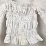 Caroline Constas Delilah Top White Size Large Long Sleeve Puff Shoulders Smocked Photo 3