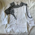 Diane Gilman  Vintage Rare Cheetah White 100% Silk Button Down Shirt NWT 2X Photo 2
