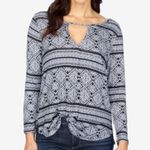 Lucky Brand Blue Geo Print Cutout Top Size Medium Photo 0