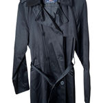American Living Women's Black Double Breasted Trench Coat Belted Size M Photo 0