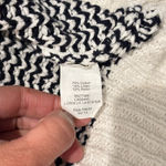 J.Crew  Black Cream Cotton Linen Chevron Crew Neck Sweater Medium Photo 3