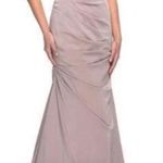 La Femme 26806 Short Sleeve Embroidered Bodice Ruched Mermaid Gown in Champagne Photo 0