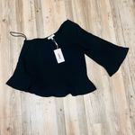 Likely NWT  New York One Shoulder Bell Sleeve Top Size small black Photo 4