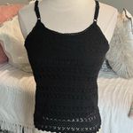 Arizona Jeans Black Crochet Tank Spaghetti Strap Cami Womens XS Photo 4