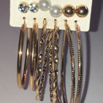 Elegant Gold Tone Hoop and Dainty Stud Boho Earring Set Photo 0