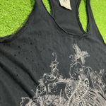 Vocal Vintage Y2K  APPAREL Tank Top LG CRYSTAL  Butterfly Distressed Punch Out Photo 2