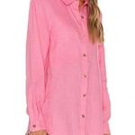 SNDYS Leo Linen Button Up Shirt Dress Beach Casual Pink CoverUp Women’s sz 4 Photo 0