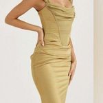 House Of CB  NATALYA OLIVE SATIN CORSET MIDI DRESS, Size Medium, $285 Photo 5
