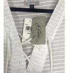 NWT J. Valdi Santa Barbara Big Shirt Tunic LaceUp Texture Stripe Coverup L White Size L Photo 4