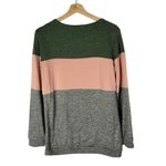 Boutique  Green Pink & Gray Colorblock Long Sleeve Top M Photo 1