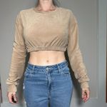Beach Riot  Tan Terry Cropped Longsleeve Sweatshirt Size Medium Photo 2
