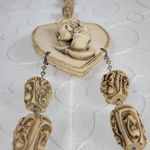 Vintage Resin Beads Wall Rosary 64" St. Anthony of Padua Carved Catholic Rosary Photo 9