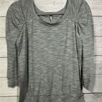 Free People Top Womens Medium Grey Puff Shirred 3/4 Sleeve Pullover Photo 0