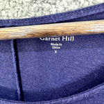 Garnet Hill Top Womens Small Blue 3/4 Sleeve Crochet Lace Accent Linen Cotton Photo 2