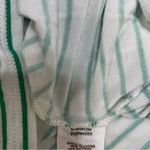 None Striped T-shirt Women’s Size Medium kelly green white stripes lucky embroidery Photo 6