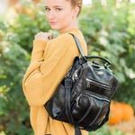 BLACK FAUX LEATHER BACKPACK STYLE BAG Photo 0