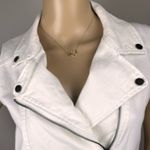 H&M Divided White Denim Moto Zip Buckle‎ Strap Bodycon Dress Sz 8 Biker Party Photo 3