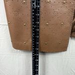 Pamela Mccoy Leather Jacket L Women Brown Punched Cutout Hook Eye Studs Pocket Size L Photo 3
