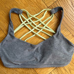 Lululemon Free To Be Bra (Wild), Heathered Slate / Clear Mint, Size 4, VGUC Photo 0