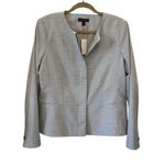 Ann Taylor NWT, Light Gray Crewneck Jacket in Graphic Check, Sz 12 Photo 9
