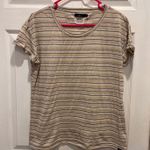 prAna Womens Striped T Shirt Casual Short Sleeve Crew Neck Linen Blend Size L Photo 0