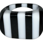 Vintage black and white striped lucite ring!! Photo 0