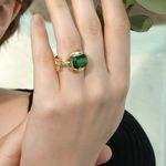 Green Emerald ring, Emerald Ring, Gold Stacking Ring Photo 4
