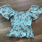 Mi Ami Blue Floral Off Shoulder Short Sleeve Shirt Size XS Photo 9