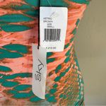 NWT SKY snakeprint ruched drape front turquoise stone embellishment halter top S Orange Photo 5