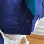 Smythe Les Vestes Navy Blue with Contrast Satin Lapel Crop Blazer 4 Photo 5