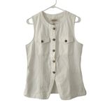 Madewell Women's Denim High Crewneck Button Front Jean Vest White 8 New Photo 1