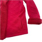 LL Bean Red Quilted Sherpa Trim Open Cardigan‎ Sweatshirt Pockets Size XL Photo 3
