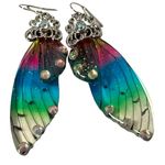 Fairy wings glittery‎ dangling earrings multicolored Pink Photo 2