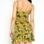 Olivaceous Yellow Green Palm Smocked Tiered Ruffle Short Mini Dress Medium NWT Photo 2