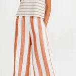 Madewell  Orange White‎ Striped Huston Pull On Crop Wide Leg Pants Photo 0