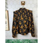 THML  Black and Gold Smocked Neckline Mock Blouse - Size - Small Photo 1