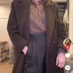 ZARA  ZW COLLECTION DARTED MINIMALIST WOOL BLEND TROUSERS DARK BROWN Size L NEW Photo 2