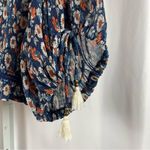 POL Medium Peasant Floral Boho Pleated Puff Sleeve Crop Top Cottagecore Tassel Photo 2